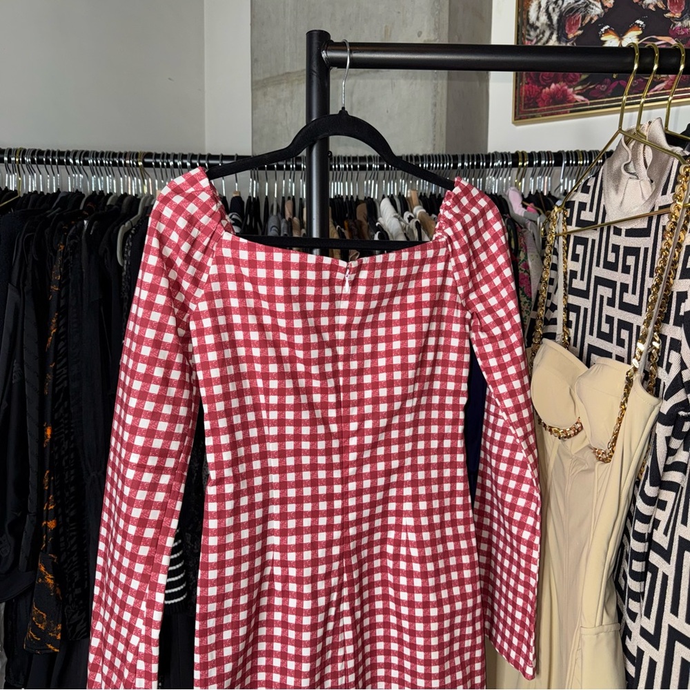 Le Club Social Wear Red Gingham Square Neck Mini Dress Womens XS New NWT - Picture 9 of 13